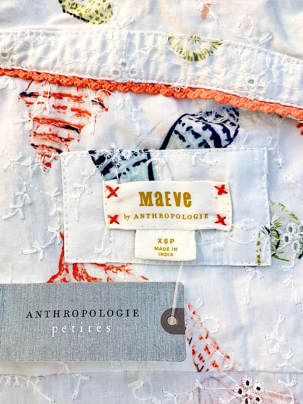 Anthro β Maeve Puff Sleeve Cotton Eyelet Wrap Crop Top White Seashell XS Petite - Picture 12 of 16